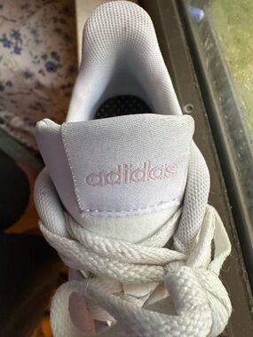 adidas White with Light Pink Accent Women's Athletic Shoes